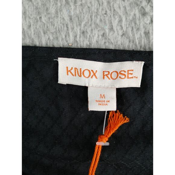 Knox Rose Shirt Women Medium Black Boho Cottagecore Short Sleeve Embroidered NWT - Picture 2 of 8